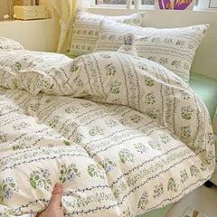 Ins Bedding Set Refreshing New Blue Wind CHIME Four PIECE Set On Bed Washing Cotton Bed Sheet Bed Sheet Dormitory 3pcs