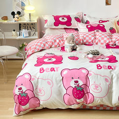 Bedding Set for Girl Boy Bedroom KIDS Modern Comforter Duvet Cover Flat Sheet Pillowcase Home Textile Soft Bed Linen