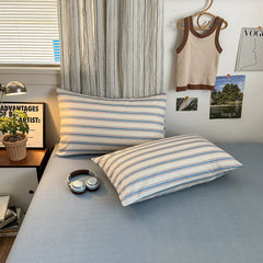 100% Cotton Stripe Style Duvet Cover Set 3-Piece (1 Duvet Cover + 2 Pillowcases),Minimalist Bedding Set for All Seasons