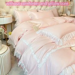 3pcs Lace Duvet Cover Set (1*Duvet Cover + 2*Pillowcase, Without Core),lace Bedding Set,for girls Bedroom gest room