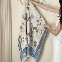 2025 new cotton gauze blanket shawl blanket four-layer fringed summer pure cotton air-conditioning blanket bath towel