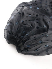 Pre Order: Black Lantern Sleeve Polka Dots See-Through Blouse