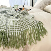 Modern Plaid Tassels Bed Flag Bed Tail Scarf Runner Upscale Household Bedroom Hotel Flag Bed End Towel End Blanket