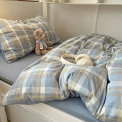 Wash Cotton Bedding Set Duvet Cover Pillowcases Bed Sheet Set Soft Comforter Cover Bed Linens Set Queen King Size Nordic Style