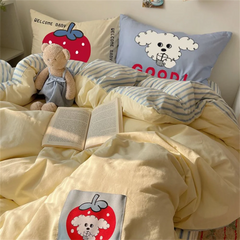 Super Soft Cloud Wash Cotton Four-Piece Set of Student Dormitory Three-Piece Set of Bed Bamboo Cartoon Bedding Set