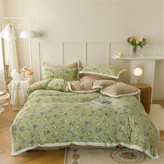 Milk Velvet Bedding Set Thicken Bound Edge High Weight Winter Warm Four Piece Set Quilt Cover Bed Linen Pillowcase Bedroom Decor