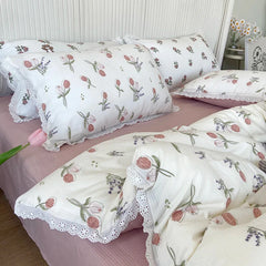 2025 New Knitted Cotton Bedding Set 1.2m 1.5m 1.8m Size Bed For Girls Women Room Decoration Bed Sheets With Pillowcases