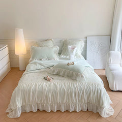 Helena French Style Summer Quilt Set New Sweetheart Bow Summer Four Piece Set Soft Cool Blanket Duvet Air-Condition Quilt