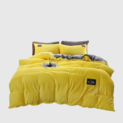4pcs Winter Warm Flannel Thickening Plus Velvet Bedroom Bedding Set Sheet Quilt Cover Pillowcase Anti-static Home Textile