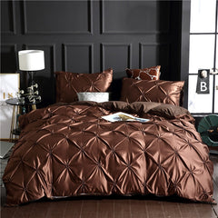 Rayon Pinch Pleated King Size Duvet Cover Set Luxury Full Twin Bedding Set Queen Pleat Single Double Bedding Sets Satin Bed Sets