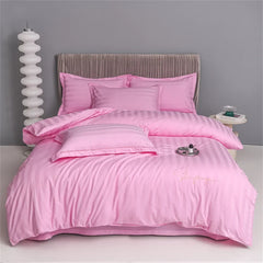 Nordic Sliver Grey Stripes 100% Egyptian Cotton Jacquard Bedlinens Queen King Size Set Fitted Sheet Duvet Cover Bedding