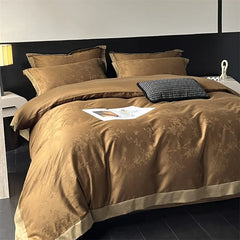 Lyocell Cotton Bed Linens Jacquard Bedding Set Sheet Pillowcase Quilt Cover Ru Queen King Size