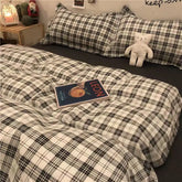 Nordic Grid Duvet Cover Set with Bedsheet Pillowcase 220x240 Quilt 4pcs/3pcs Bedding Fashion Comforter Bed Linen Bedding Set