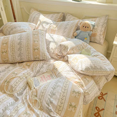 New Lattice Duvet Cover Set with Sheet Pillowcases No Filling Warm Bed Linen Twin Full Queen Size Grid Home Bedding Set