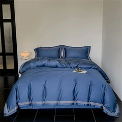 1200TC Embroidered Egyptian Cotton Bedding Set 4pcs King Queen Size Solid Sheet Duvet Cover Pillowcase Bed Linens