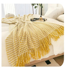 Modern Plaid Tassels Bed Flag Bed Tail Scarf Runner Upscale Household Bedroom Hotel Flag Bed End Towel End Blanket
