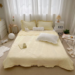 4 New Korean Chiffon Summer Quilt Three Piece Set Air-condition Quilt Kids Adult Quilts Polyester Washable Home Use