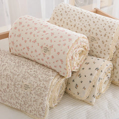 Spring Summer Baby Comforter Soft Cotton baby quilts Gauze Quilted Blanket for Newborn Floral Print Kindergarten Kids Bedding