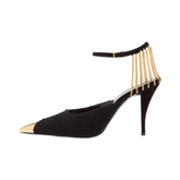 Pointed Metal Chain One Line Buckle Strap Stiletto Sandals