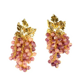 Medieval Long Tassel Purple Resin Grapes Earrings