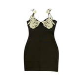 Solid Patchwork Diamond High Waist Mini Dress