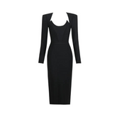 Minimalist Solid Bandage Long Sleeved Mid-Length Dress