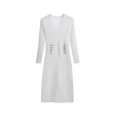 Hollow Knitted Hip Wrapped Midi Dress