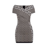 Jacquard Bodycon Off Shoulder Bandage Dress