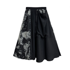 Vintage Tie Dye Mesh High Waisted Midi Skirt