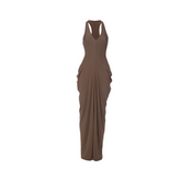 Solid V-Neck Sleeveless Maxi Dress