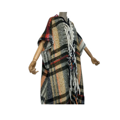 Plaid Poncho Cardigan - WINI