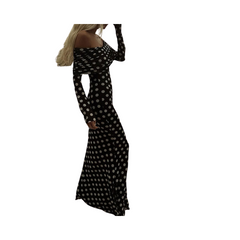 Polka Dot Off-Shoulder Maxi Dress