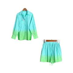 Rhinestone Gradient Color Shirt + Shorts Set
