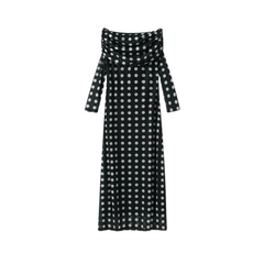 Polka Dot Off-Shoulder Maxi Dress