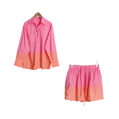 Rhinestone Gradient Color Shirt + Shorts Set