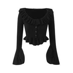 Wooden Ear Slim Fit Short Knitted Top