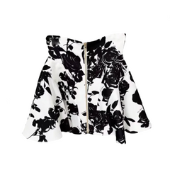 Tulip Waistline Rose Metal Button Floral Mini Skirt