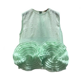 Handmade Flower Sleeveless Round Neck Top