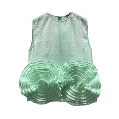 Handmade Flower Sleeveless Round Neck Top