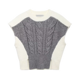 Drawstring Patterned Loose Fit Cable Knit Vest