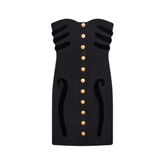 Solid Slim Fit Strapless Mini Dress