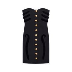 Solid Slim Fit Strapless Mini Dress