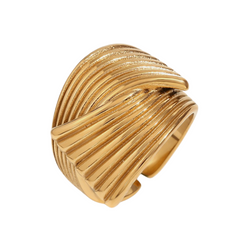Retro Geometric Fan Stripe Cross Ring