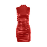 Sleeveless Pleated Hip Wrapped Dress