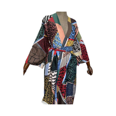 Vibrant Maxi Kimono Cardigan with Belt - WINI
