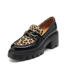 Thick Soled Platform Leather Loafers