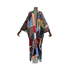 Vibrant Maxi Kimono Cardigan with Belt - WINI