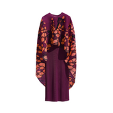 Pleated Printed Shawl+ Pleated Slim Dress