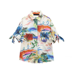 Nature Print Loose Shirt + Midi Skirt