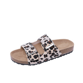 Casual Retro Leopard Print Belt Buckle Slippers